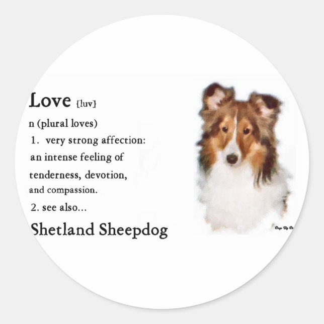 Shetland Sheepdog Sheltie Gifts Runt Klistermärke (Framsida)