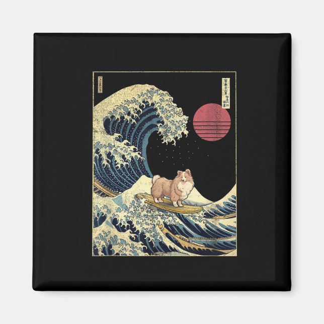 Shetland Sheepdog Sheltie Japanese Kanagawa Wave F Magnet (Framsidan)