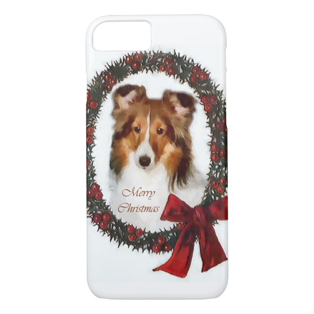 Shetland Sheepdog Sheltie jul Case-Mate iPhone Skal (Baksida)