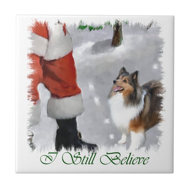 Shetland Sheepdog Sheltie jul Kakelplatta (Framsidan)