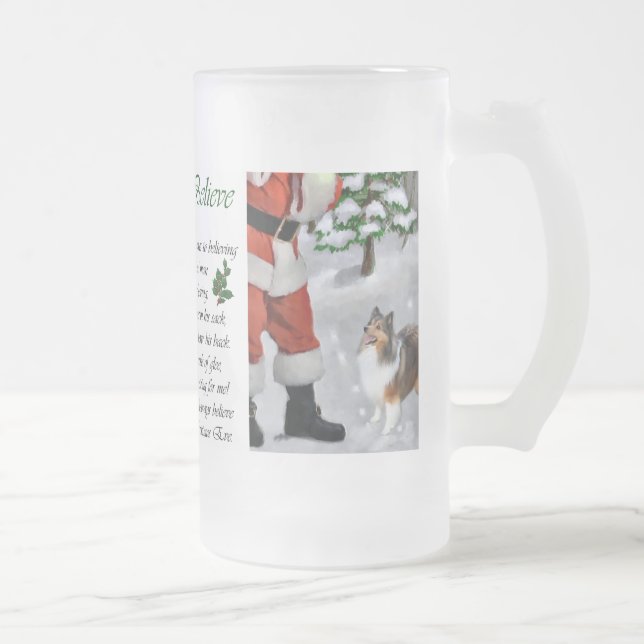 Shetland Sheepdog Sheltie julklappar Frostat Ölglas (Höger)