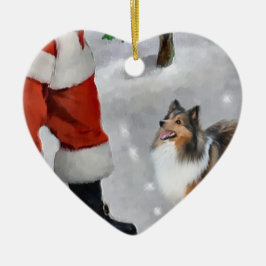 Shetland Sheepdog Sheltie julklappar Julgransprydnad Keramik