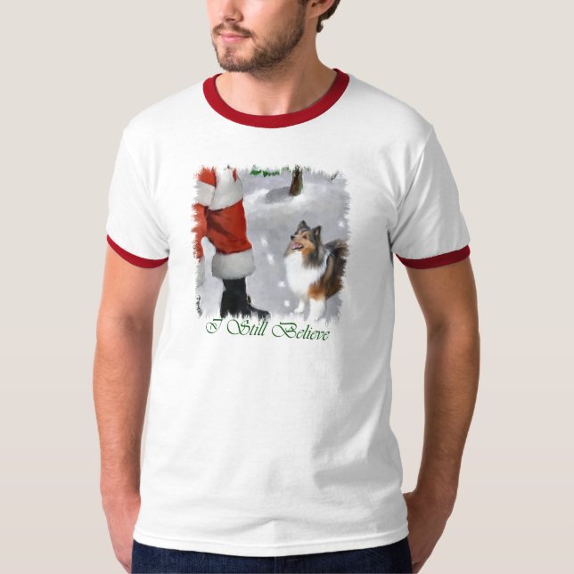 Shetland Sheepdog Sheltie julklappar T Shirt (Framsida)