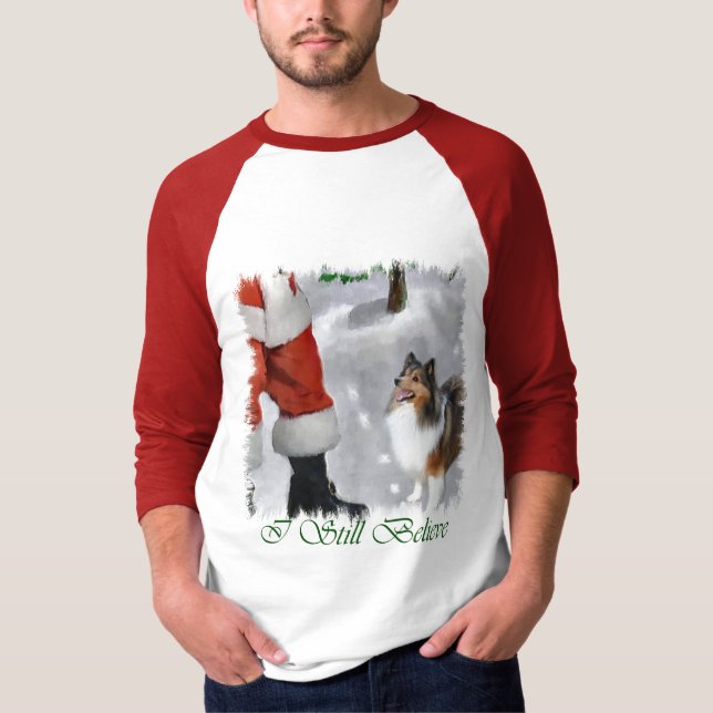 Shetland Sheepdog Sheltie julklappar Tee Shirt (Framsida)