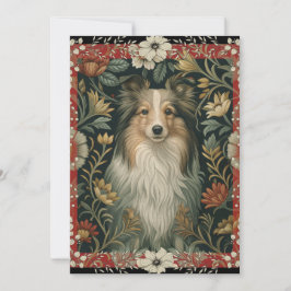 Shetland Sheepdog Sheltie Trädgårds Tapet Inbjuder Tack Kort