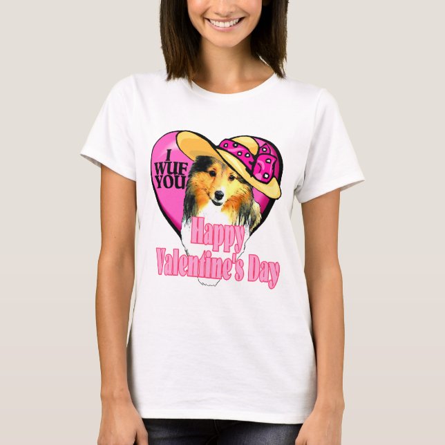 Shetland Sheepdog Sheltie Valentiness T-shirt (Framsida)