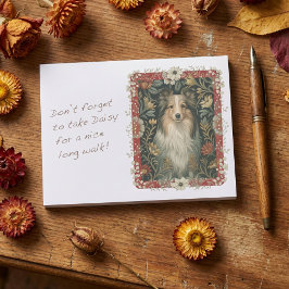 Shetland Sheepdog Sheltie Vintage William Morris Post-it Block