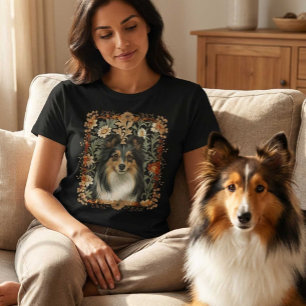 Shetland Sheepdog Sheltie Vintage William Morris T Shirt