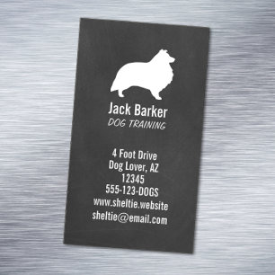 Shetland Sheepdog Silhouette Chalkboard Stil Visitkortmagnet