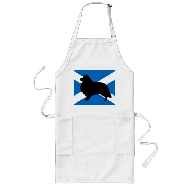 Shetland sheepdog silhouette Scotland flagga Långt Förkläde (Framsidan)