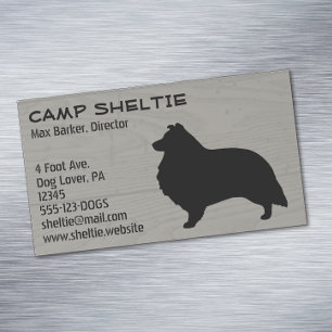 Shetland Sheepdog Silhouette Sheltie Wood Stil Visitkortmagnet