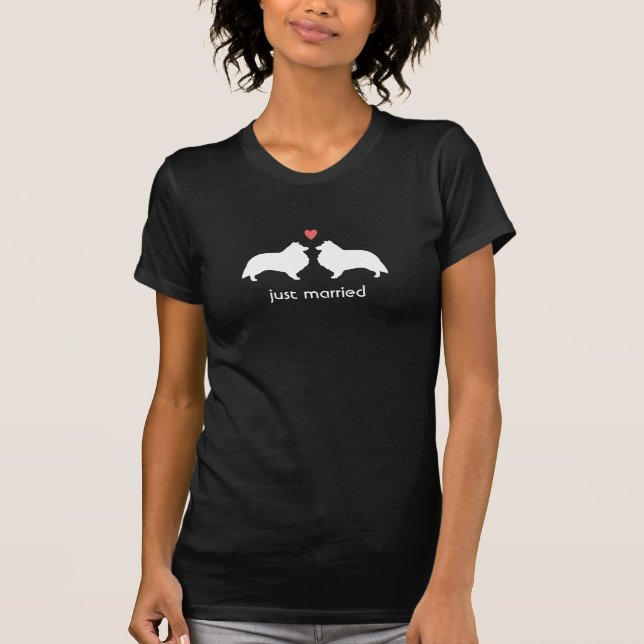 Shetland Sheepdog Silhuetter med hjärta och text Tee (Framsida)