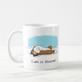 Shetland Sheepdog Snö Hund Sheltie Winter Helgdag Kaffemugg