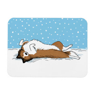 Shetland Sheepdog Snö Hund Sheltie Winter Helgdag Magnet