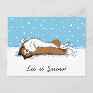 Shetland Sheepdog Snödhund - Sheltie Holiday Helg Vykort