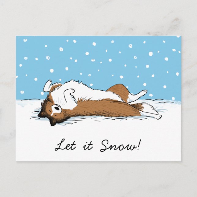 Shetland Sheepdog Snödhund - Sheltie Holiday Helg Vykort (Framsida)