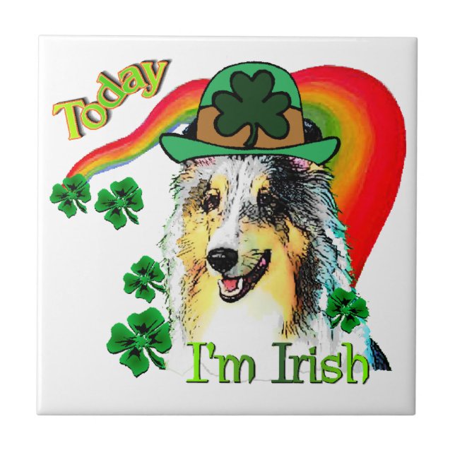 Shetland Sheepdog St Patricks Kakelplatta (Framsidan)