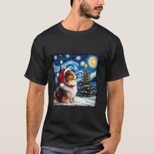 Shetland Sheepdog Starry Nattjul Van Gogh T Shirt