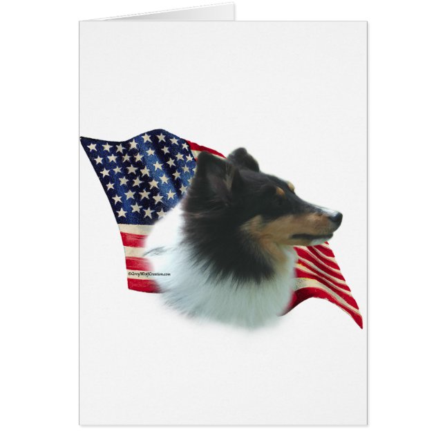 Shetland Sheepdog (tri) Flagga Hälsningskort (Framsidan)