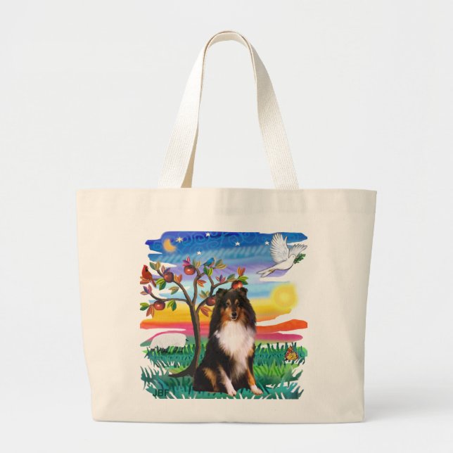 Shetland Sheepdog (tricolor) Jumbo Tygkasse (Framsidan)