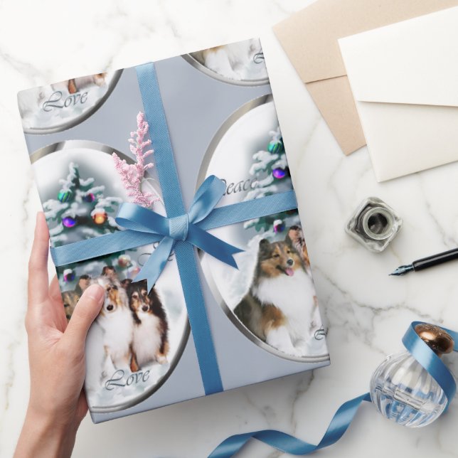 Shetland Sheepdog Trio Jul Presentpapper (Gifting)