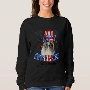 Shetland Sheepdog under solglasögon USA flagga 4:e T Shirt