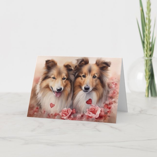 Shetland Sheepdog Valentine's Day Kort (Framsida)
