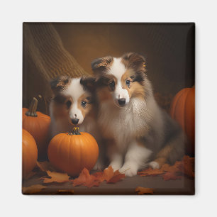 Shetland Sheepdog Valp Höstglädje Pumpa Magnet