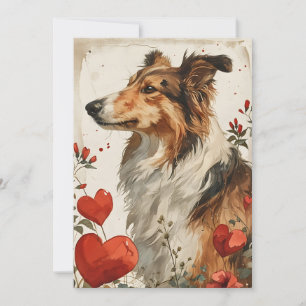 Shetland sheepdog Vintage Alla hjärtans dag Julkort