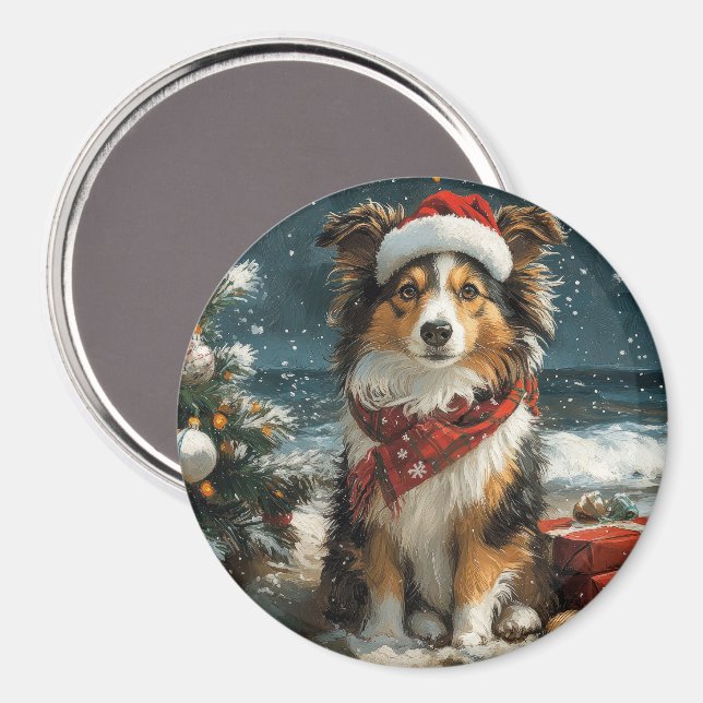Shetland Sheepdog-Vintagen Juli Beach Magnet (Front/Back)