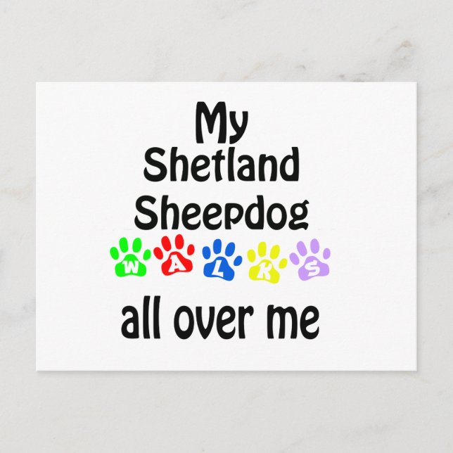 Shetland Sheepdog Walks Design Vykort (Framsida)