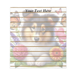 Shetland Sheepdog with Flowers and Butterflies Anteckningsblock