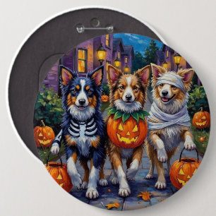 Shetland Sheepdogs i Halloween-kostymer Knapp