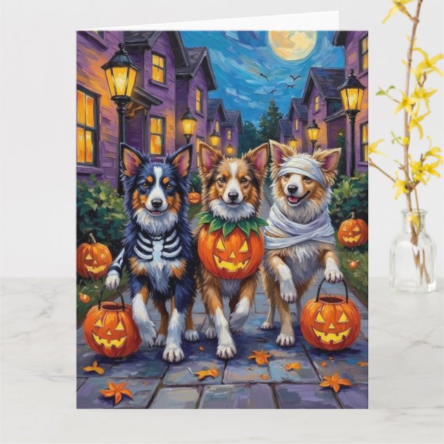 Shetland Sheepdogs i Halloween-kostymer Kort (Gul blomma)
