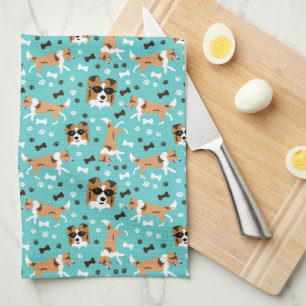Shetland Sheephund Sheltie Aqua Kitchen Towel Kökshandduk