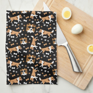 Shetland Sheephundarna Sheltie Black Kitchen Towel Kökshandduk