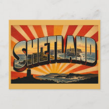 Shetland Skottland Vintage Resemålning Konst
