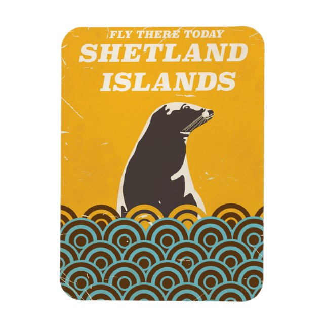 Shetlandöarnas vintage-reseaffisch magnet (Vertikal)