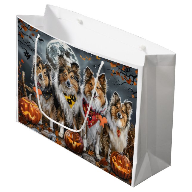 Shetlands Sheepdog Halloween Kuslig (Framsidan Vinklad)