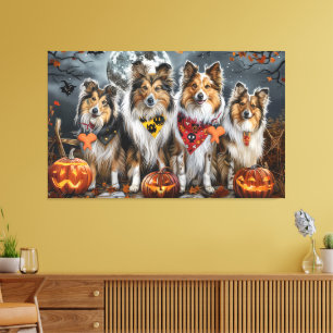 Shetlands Sheepdog Halloween Kuslig Canvastryck