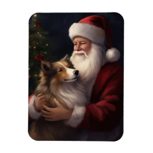 Shetlands Sheepdog Jul Tomte Festlig Jul Magnet