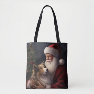 Shetlands Sheepdog Jul Tomte Festlig Jul Tygkasse