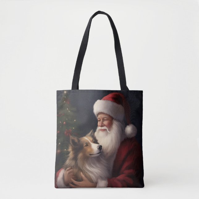 Shetlands Sheepdog Jul Tomte Festlig Jul Tygkasse (Framsida)