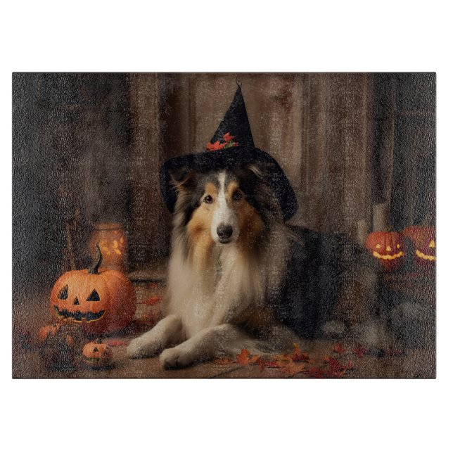 Shetlands Sheepdog Pumpa Halloween Skräckinjagande (Framsidan)