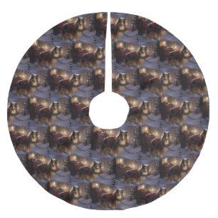 Shetlands Sheppdog Jul Festiv Säsong Julgransmatta Borstad Polyester