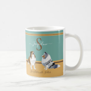 Shetlandshårdarna, hyllor, på Grönt och Gult Kaffemugg