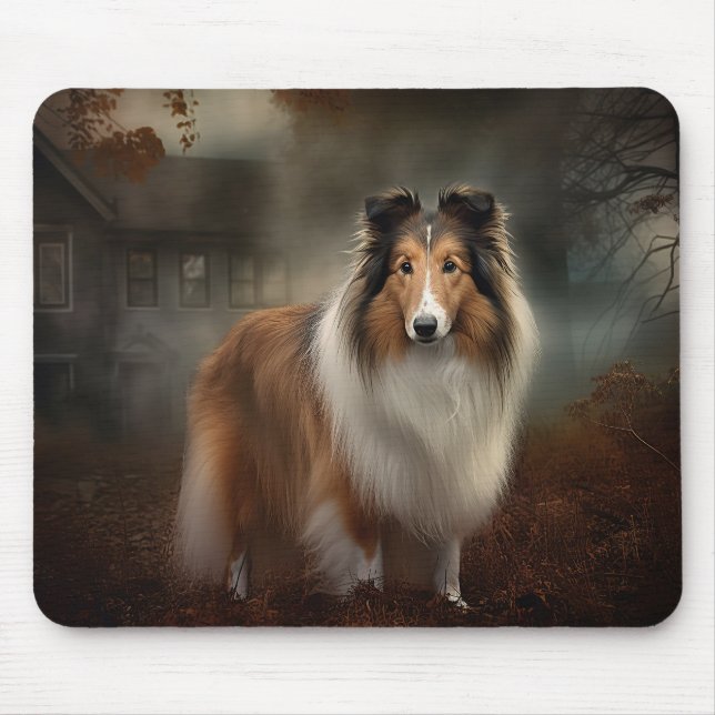 Shetlandshepherd Halloween Skräckinjagande Musmatta (Framsidan)