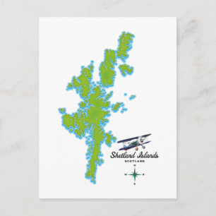 Shetlandsöarna karta vykort