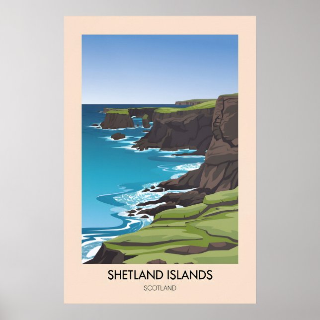 Shetlandsöarna Skottland Resa Affisch (Framsidan)