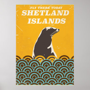 Shetlandsöarna vintage resor poster